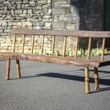 Large vintage wooden bench, old wooden bench, handcrafted bench, brutalist, entrance hall