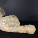 Art Deco Panthere / Cat sculpture in signed ceramic, Domien Ingels style