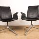 Paire de fauteuils Danois en Cuir Noir et Acier chromé, modèle FK 6725 Fabricius & Kastholm by Knoll