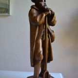 Grande sculpture bois d'un homme avec sa pelle à grain 52 cm