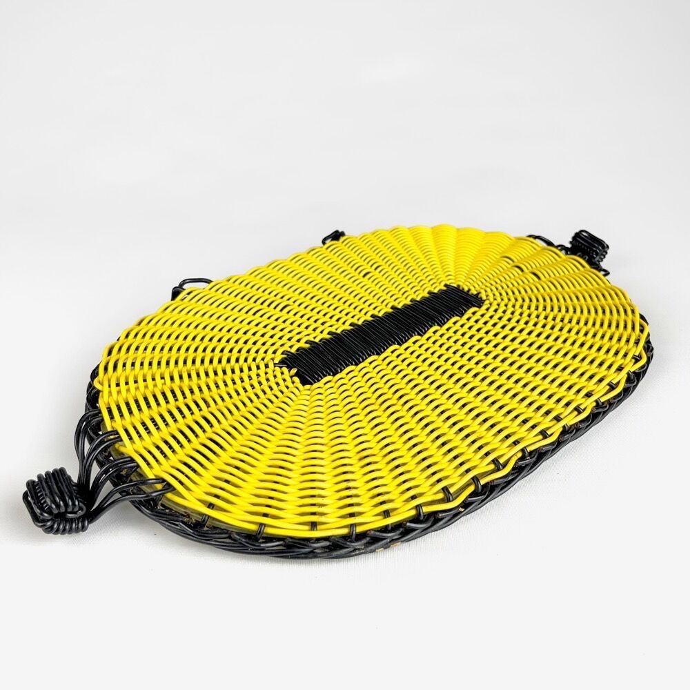 Serving tray glass and threads scoubidou 50s