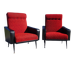 Vintage pair of red and black armchairs