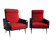 Vintage pair of red and black armchairs