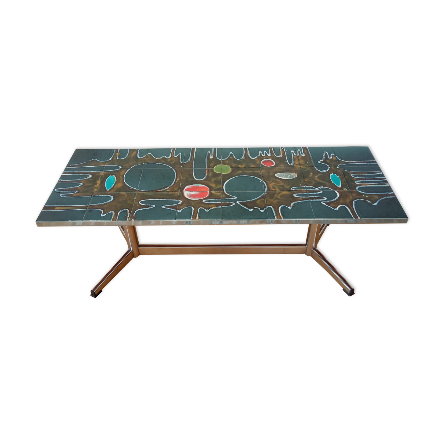 Coffee table in ceramic tiles 60s/70s