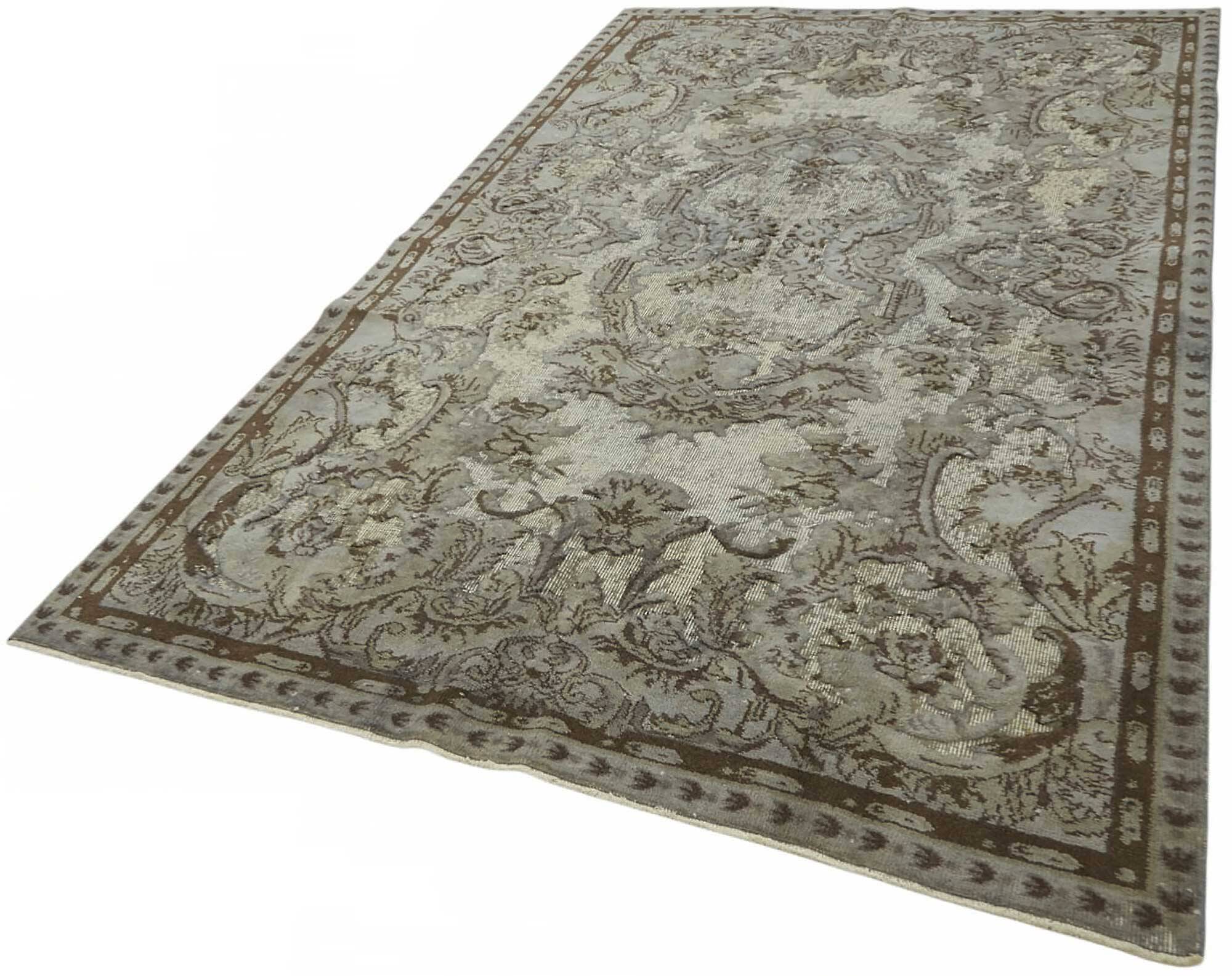 Overdyed Wool Vintage Handmade Carved Rug 168 cm x 287 cm
