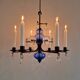 Lustre candélabre en verre et fer forgé par Erik Höglund pour Boda, Suède, années 1960