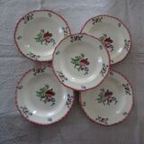 5 hollow plates faience de gien - model lorraine fleurs