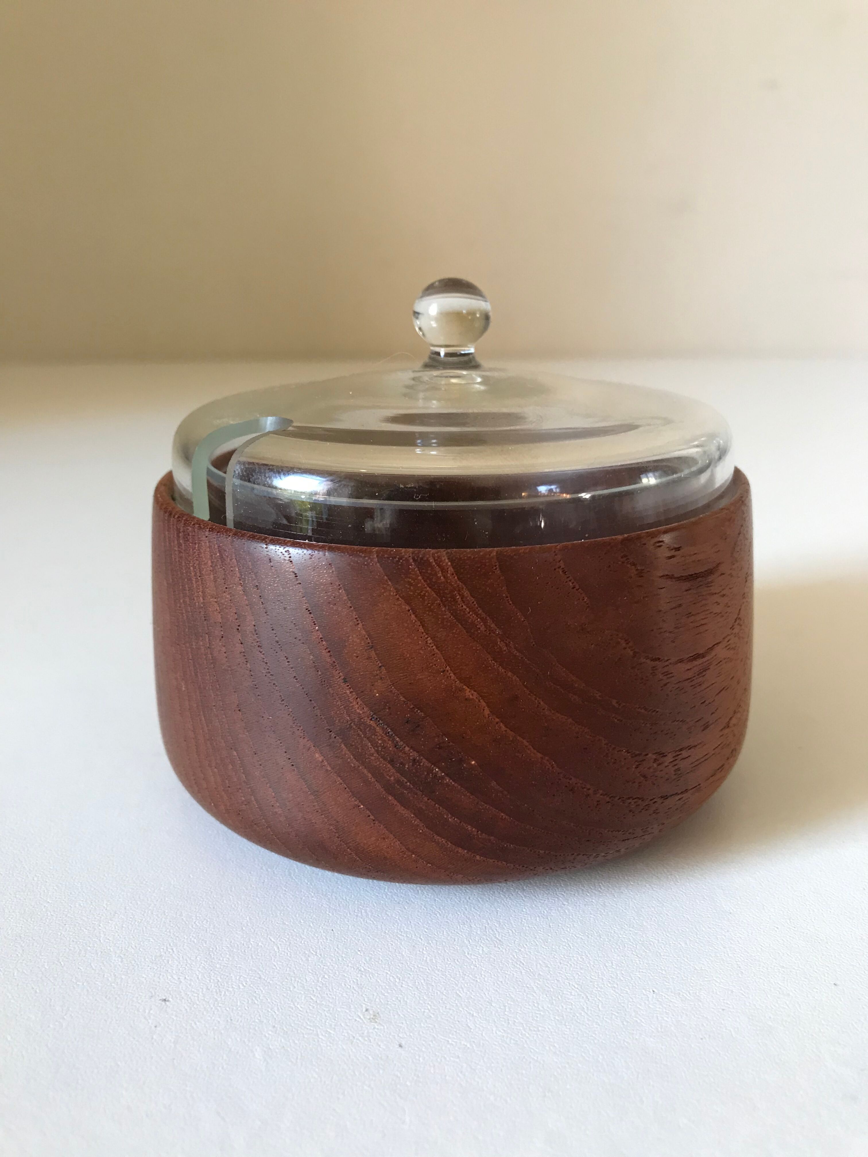 Teak spice pot and glass of the 60 years