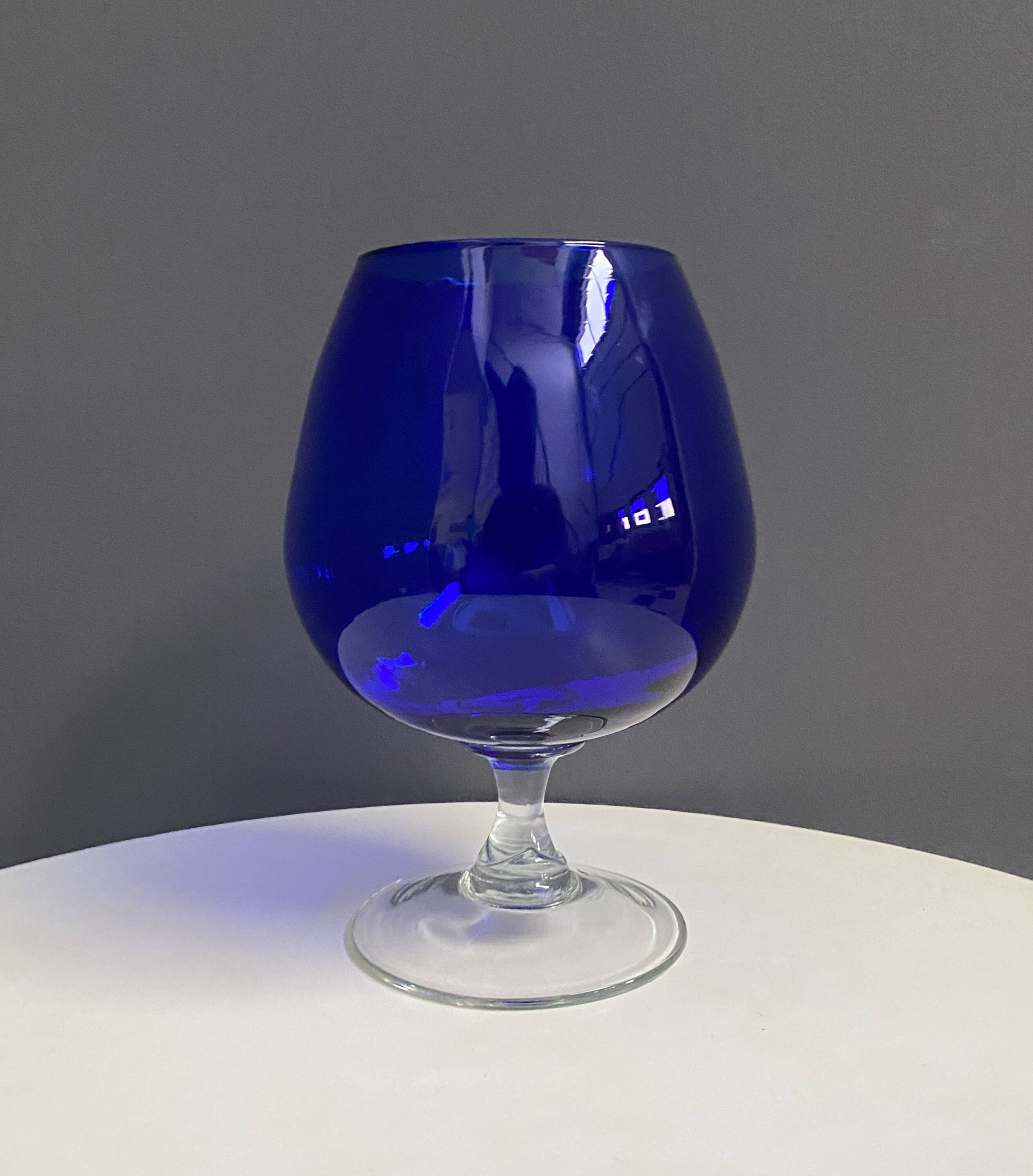 Empoli dark blue large glass shape vase 1960s