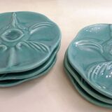 Oyster service Fish in faience barbotine 1950s