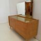 Commode pieds compas avec miroir italien des années 50
