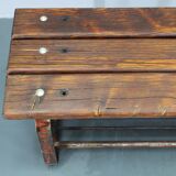 1970s Pine Tree Bench with Iron Base, Czechoslovakia