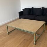 Coffee table in travertine bronze and copper