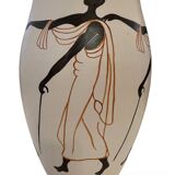 Large Design Vase 1950, Stylish Decor of Characters, Signed Balé