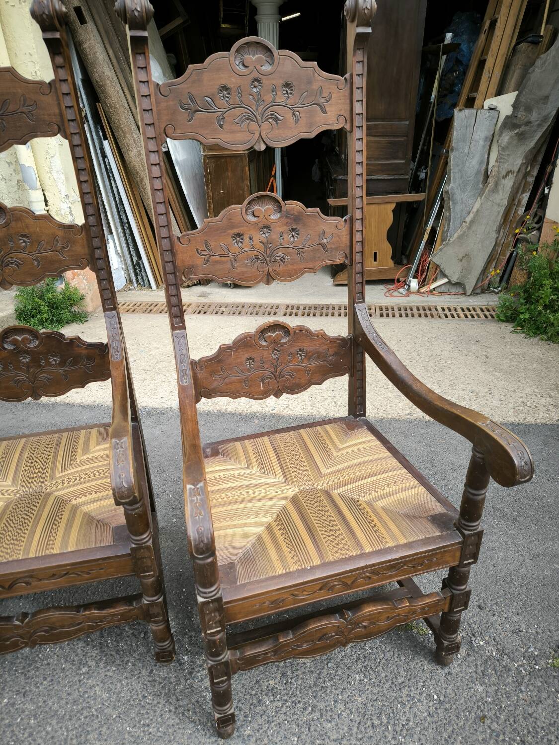 Pair of large, heavy armchairs from the late 19th century