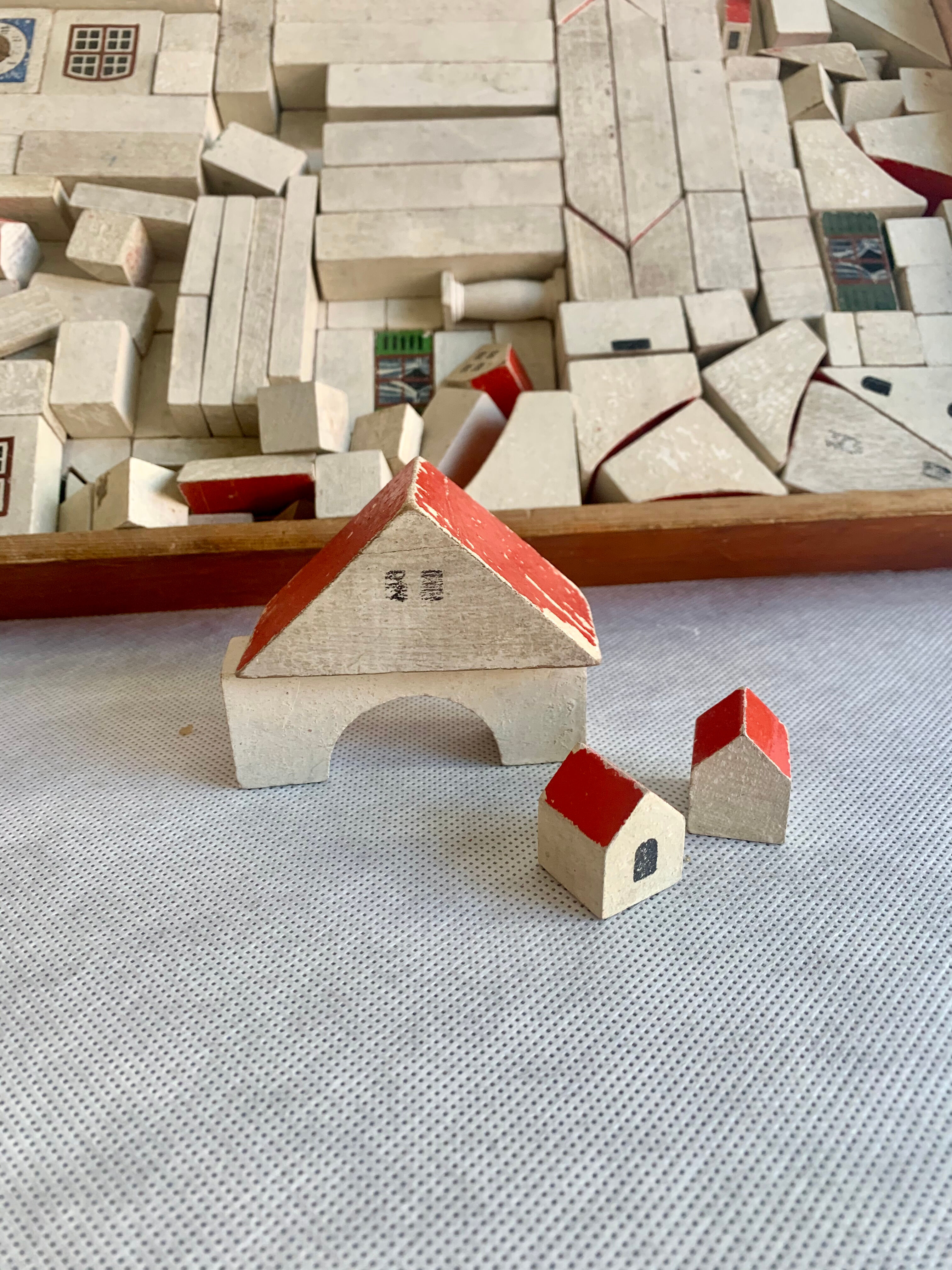 Antique  Hand Painted Wooden Block