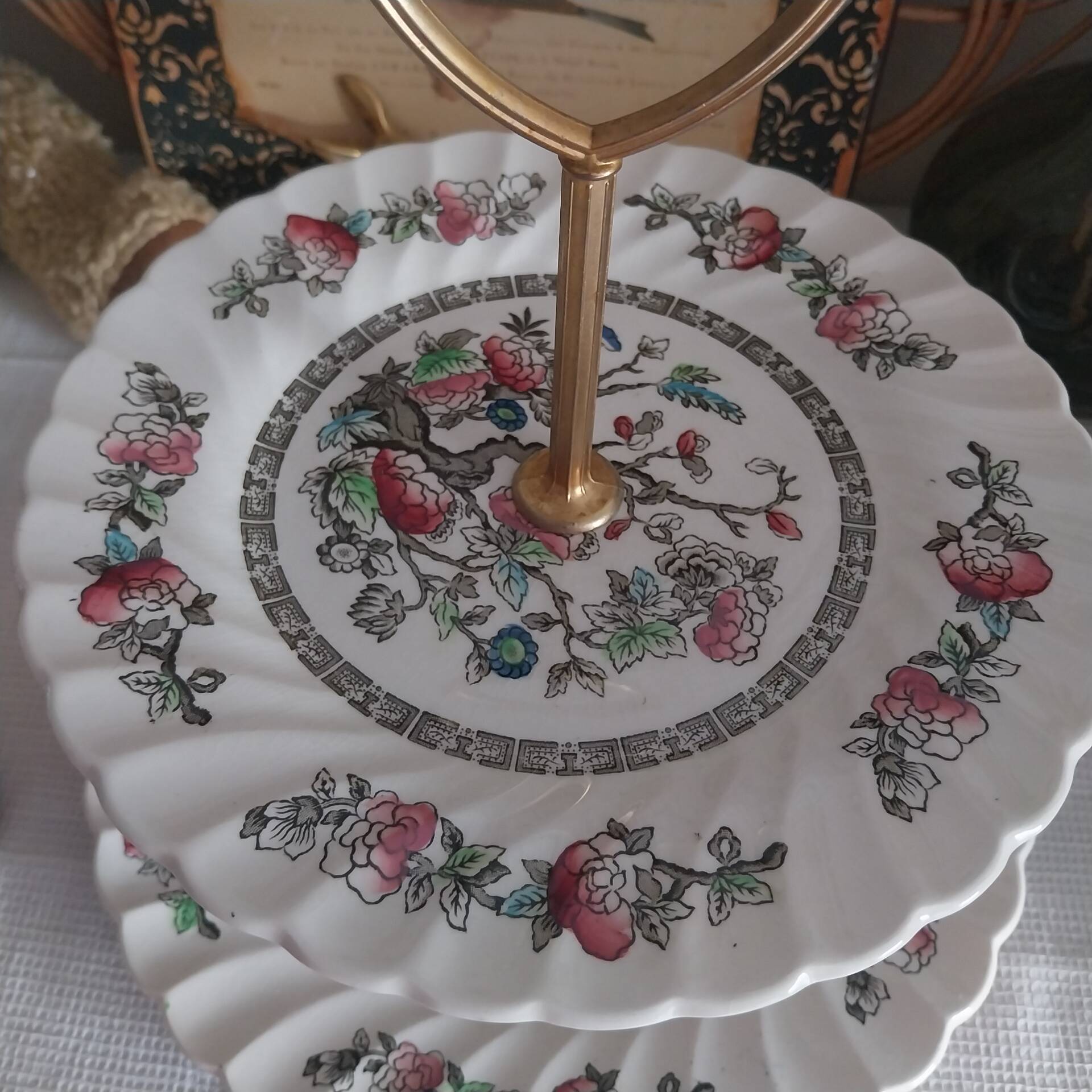 Vintage two-tier serving dish made in England by Myott.