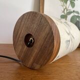 Lampe vintage bois et tissus peint