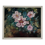 Oil canvas on wood flowers