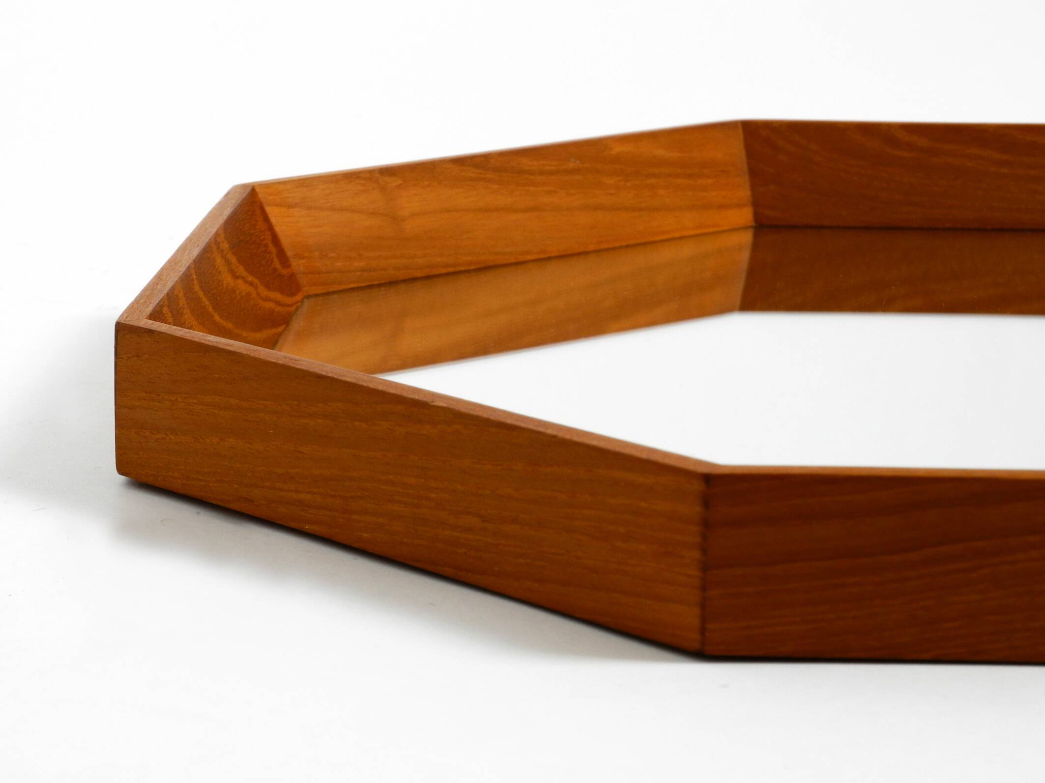 Very nice 1960s octagonal teak wall mirror | 45cm