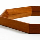 Very nice 1960s octagonal teak wall mirror | 45cm