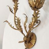 Golden wrought iron wall lamp France, 1970s