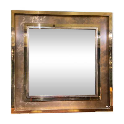 Miroir Belgo Chrom XXL laiton étain chrome et miroir bronze 130x130cm