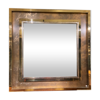 Mirror Belgo Chrom XXL, brass, tin, chrome and bronze mirror 130x130cm