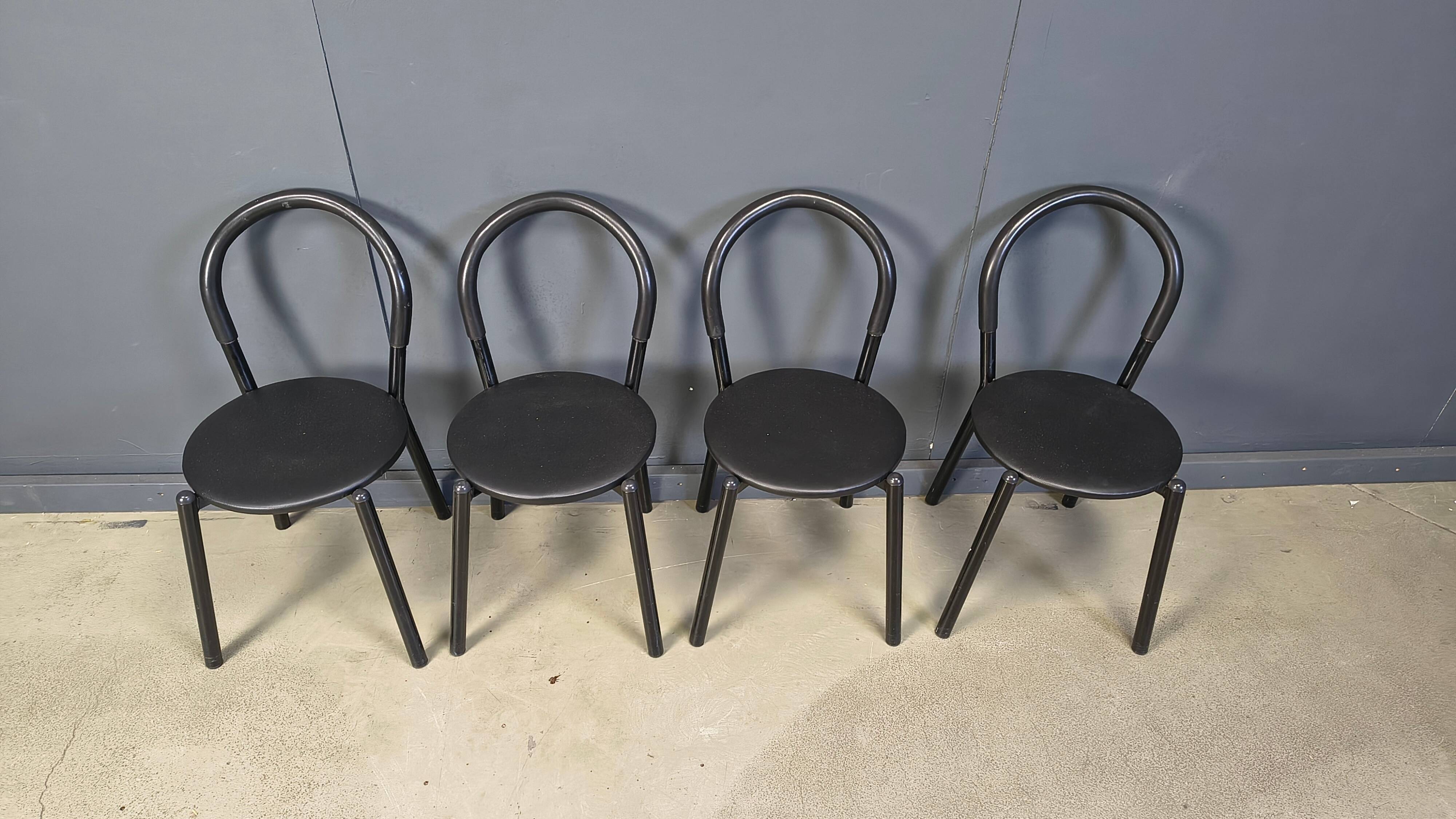 Postmodern Italian dining chairs set of 4 - 1980s