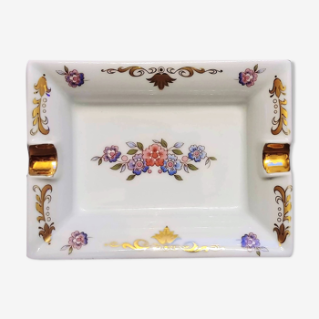 Cendrier en porcelaine Royal Porcelain motifs plaqué or 24 carats