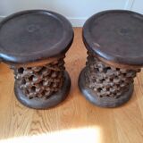 Set of 2 African Bamilike Cameroon stools, year 1950