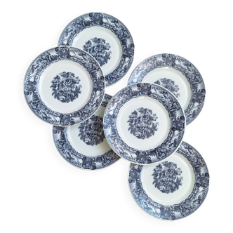 6 assiettes à dessert Rivanel bleues