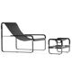 Classic Minimalist Contemporary Chaise Longue Smoke Black Metal and Black Leather