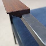 Pair of Postmodern armchairs in steel and mahogany, 1970s