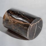 Side table in black petrified wood with light streaks h: 27,5cm d:18,5cm