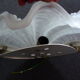 Wall lamp shell art deco in bronze and thick frost glass