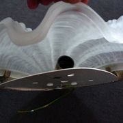 Wall lamp shell art deco in bronze and thick frost glass