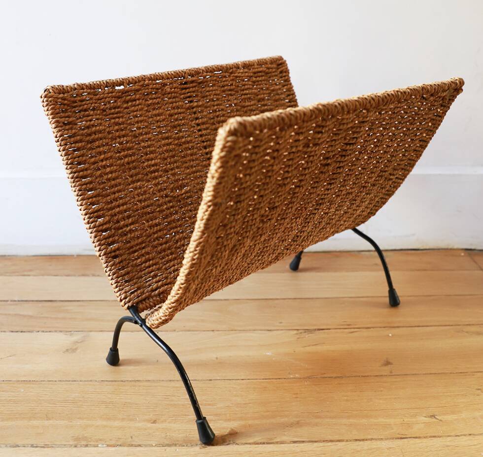 vintage rope magazine rack
