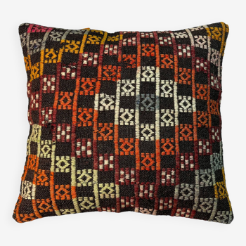 VINTAGE TURKISH KILIM CUSHION COVER , 45 X 45 CM