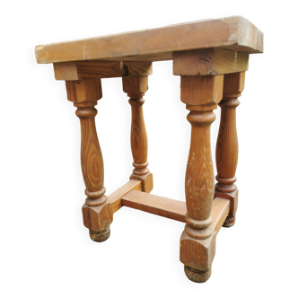 Vintage solid pine wood stool or coffee table