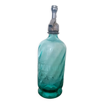 Twisted turquoise seltzer water siphon