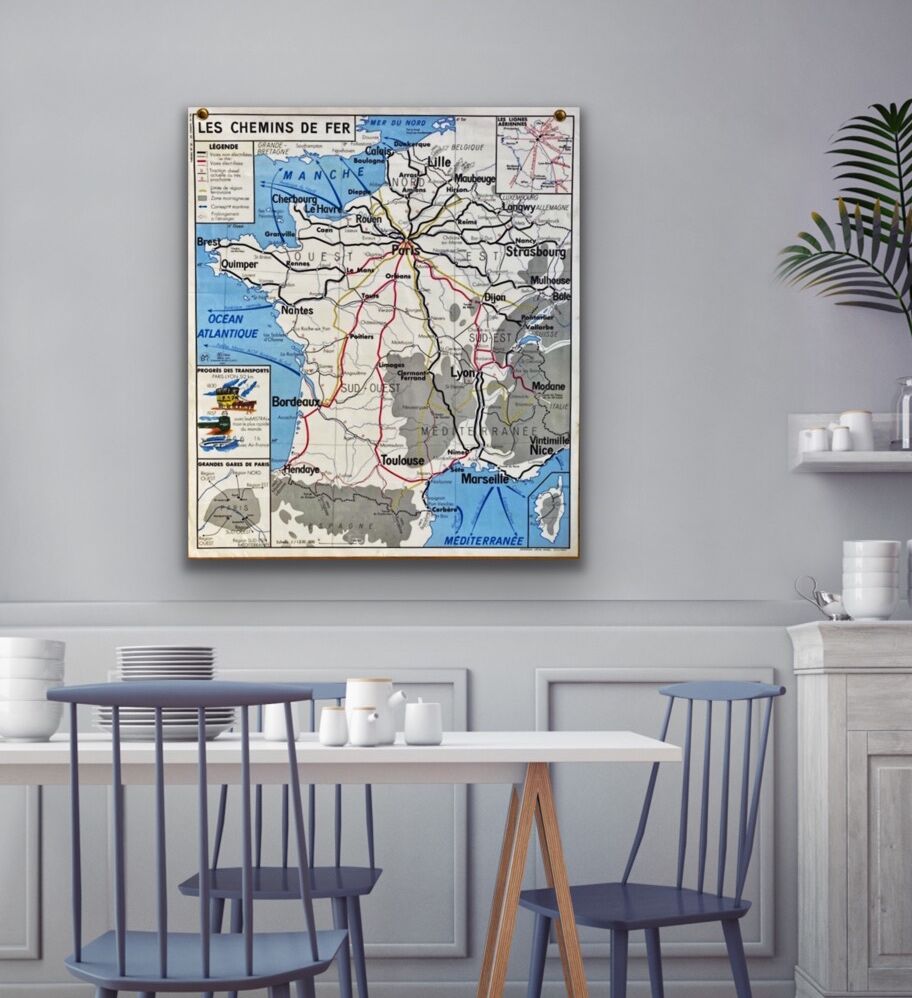 1964 School Map Railways of France