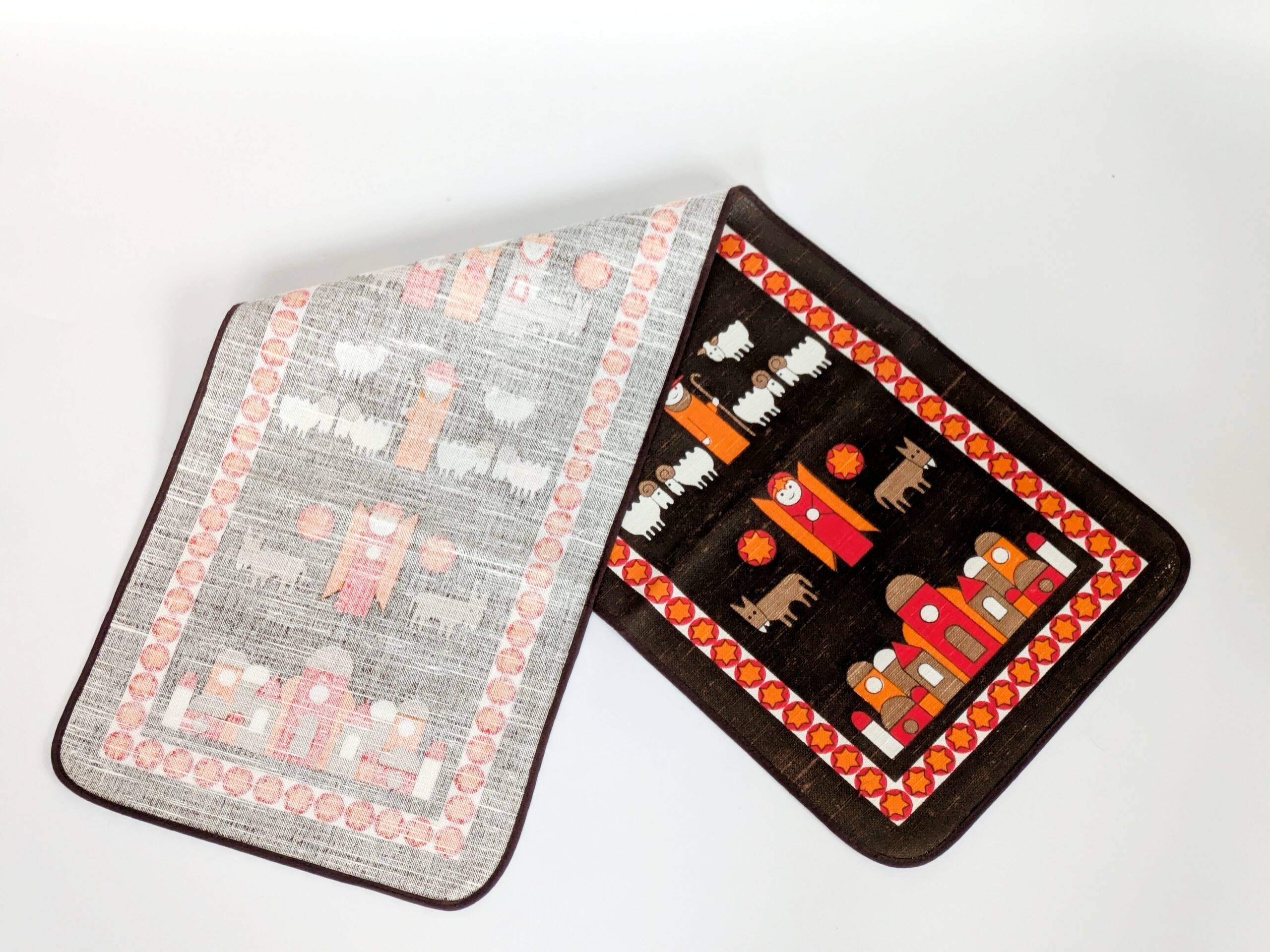 Södahl 1960s jute table runner, Nativity scene