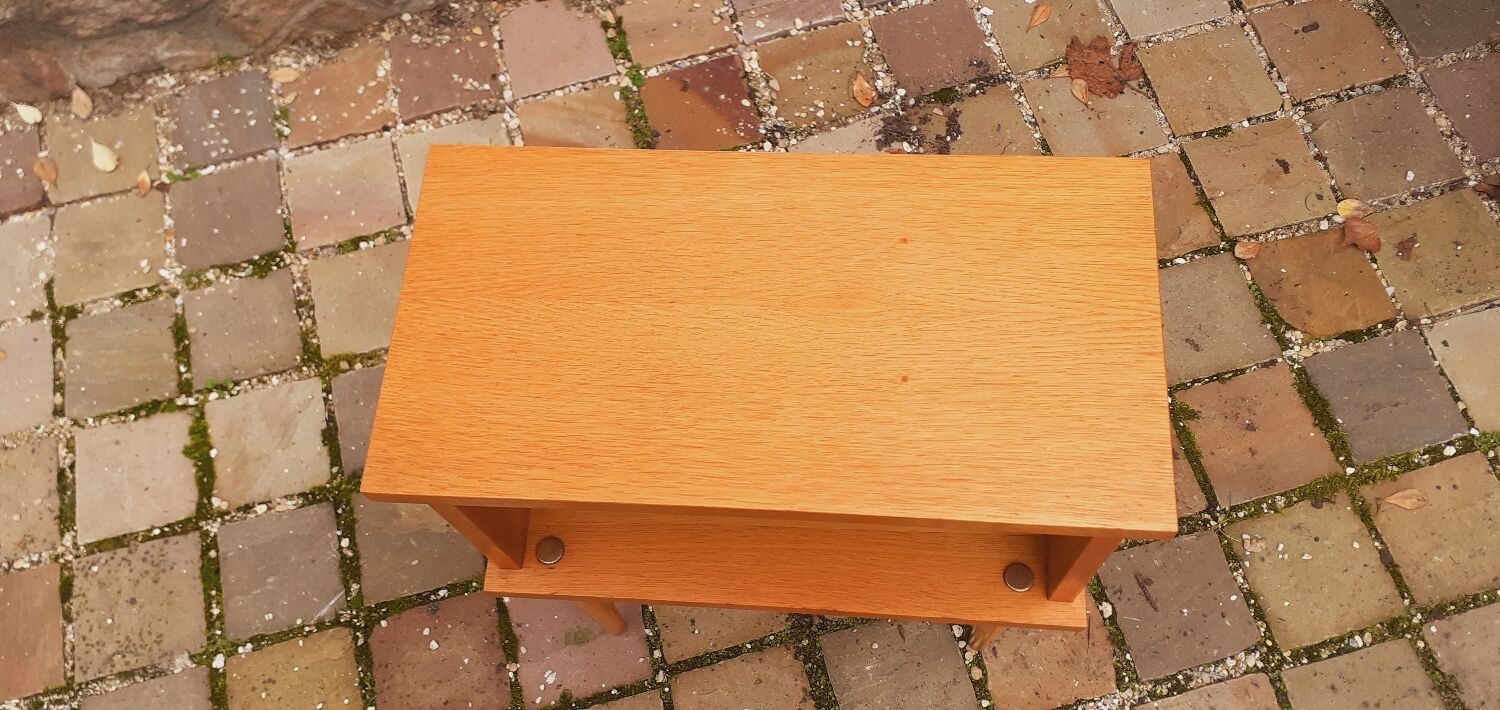 Vintage 50s light oak bedside table.