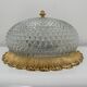 Old ceiling lamp gold metal and globe glass decor of diamond tips limburg