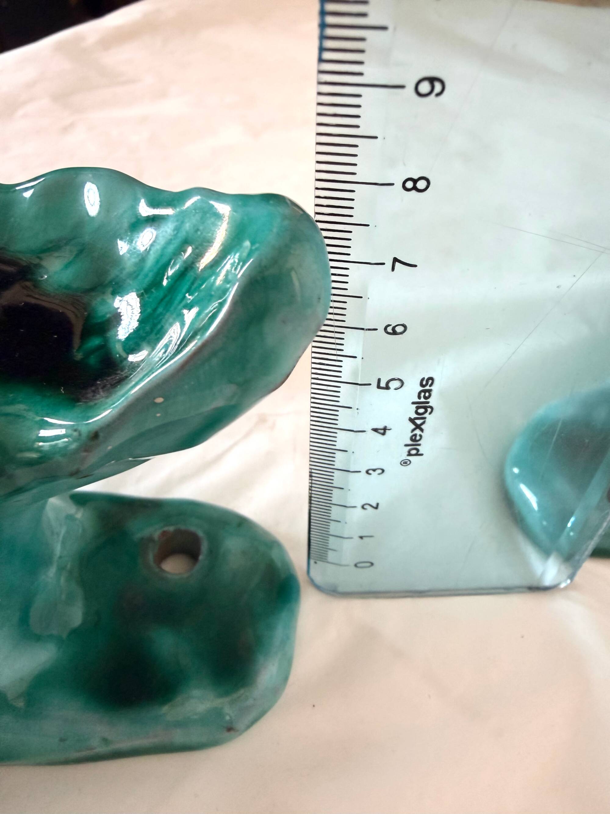 xPair of Handcrafted Teal Enameled Door Handles by Gabbianelli, Albisola, I
