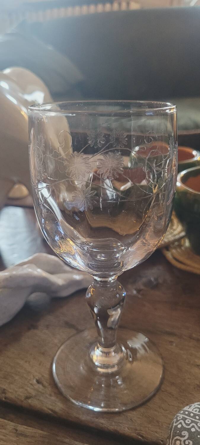 Set of 12 antique stemmed glasses