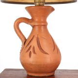 Ceramic lamp, beige lampshade, 60s