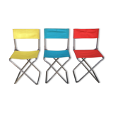 Set of three folding fabric chairs