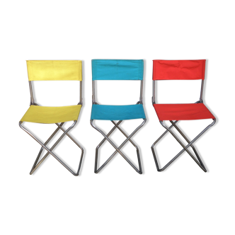 Set of three folding fabric chairs